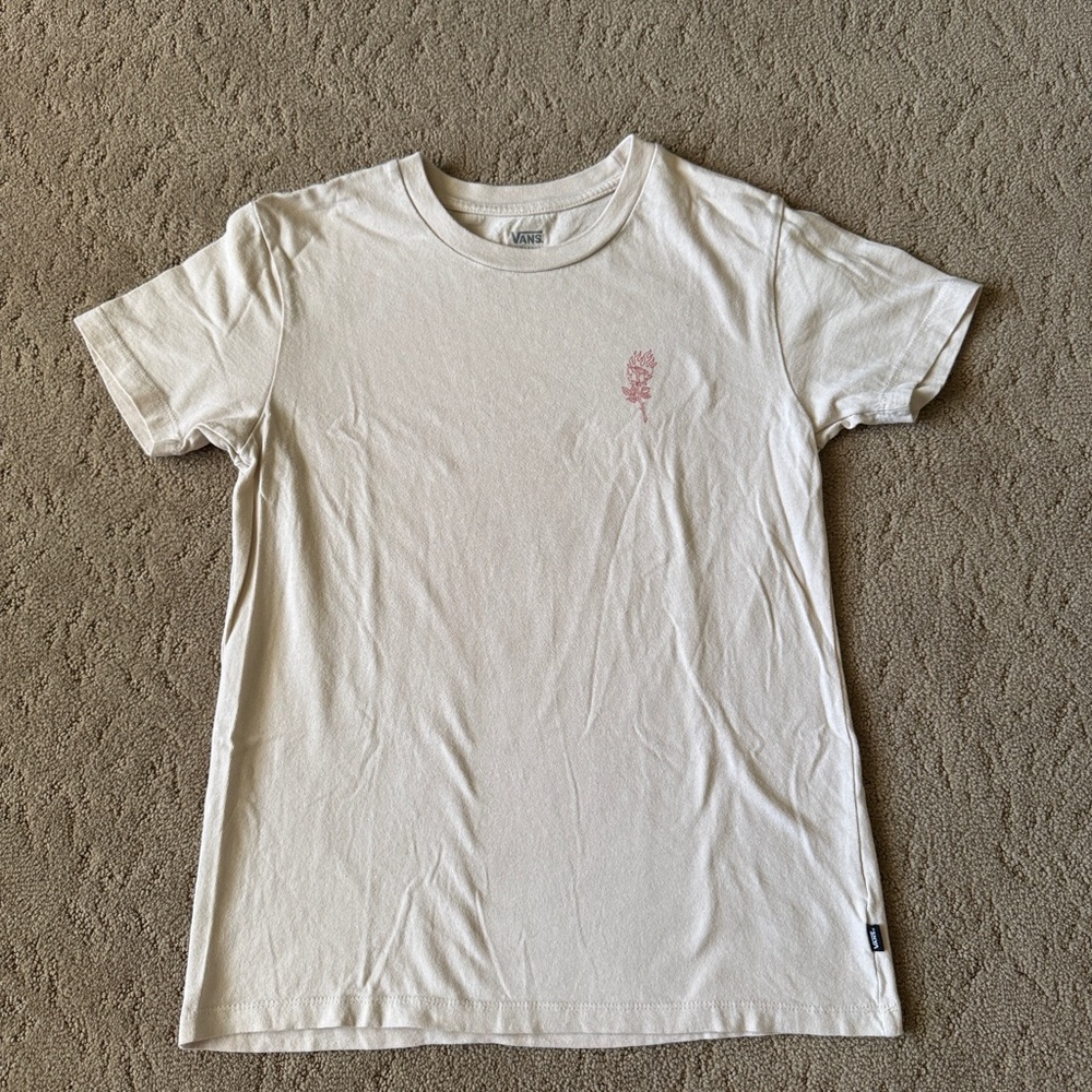 Vans Cream T-Shirt with Gray Logo